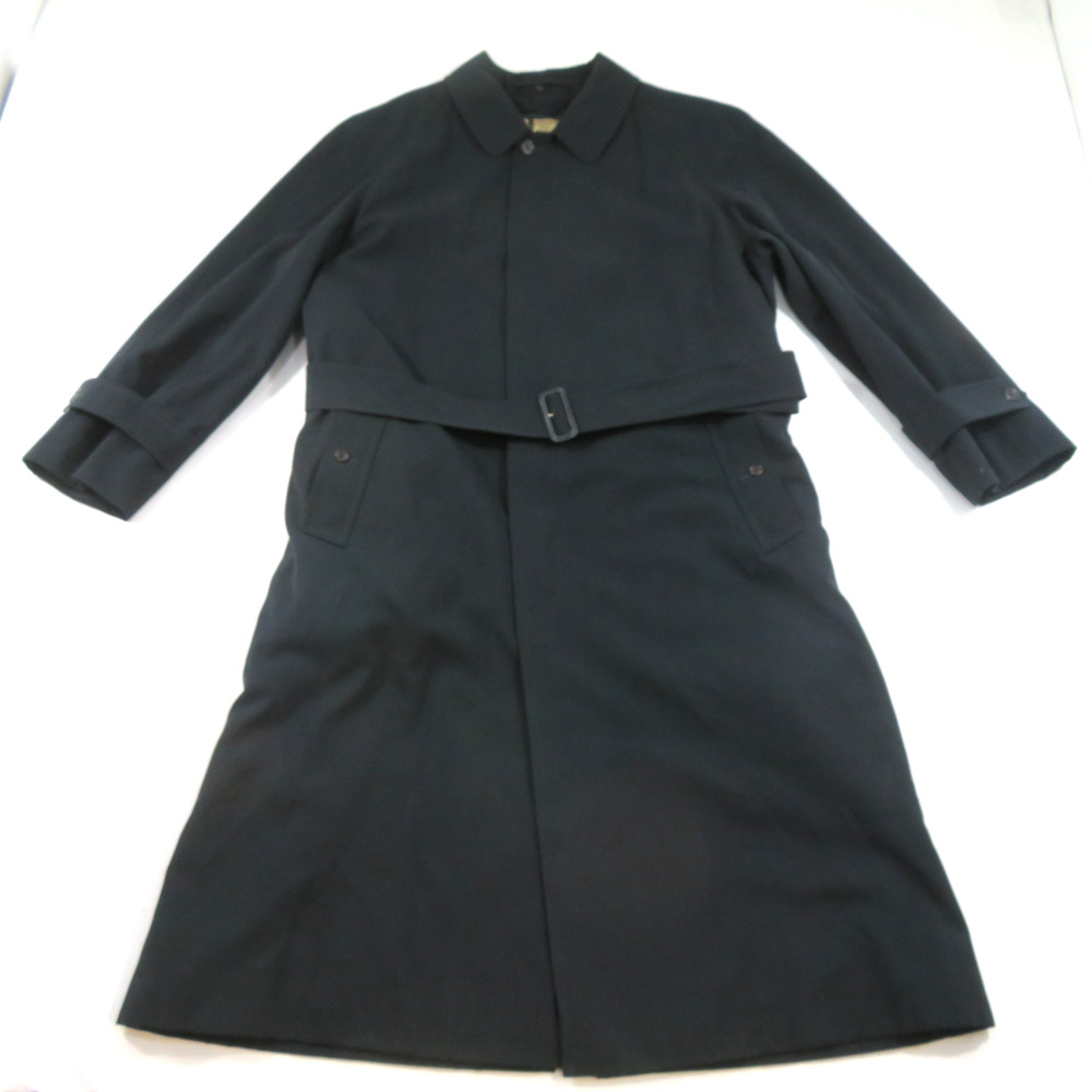 Burberry London Long Trench Coat Jacket Black Nova Check Plaid Lining Mens 44R